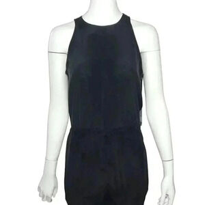 L’Agence Cooper Track Jumpsuit Black Silk Crepe de Chine Sleeveless Women’s sz 6